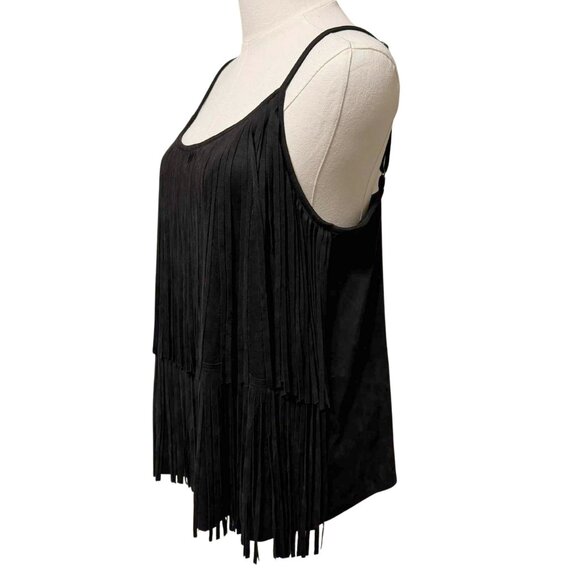 Vocal USA Black Fringe Cami Top | Size Large | Festival Boho Camisole | Western - Picture 3 of 7